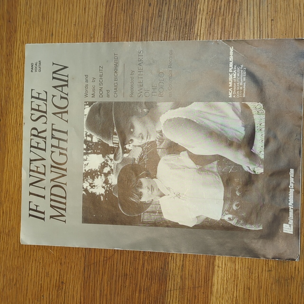 1989 Sheet Music If I Never See Midnight Again